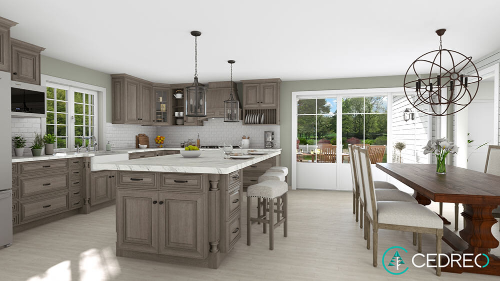 Representación en 3D de una cocina diseñada con Cedreo