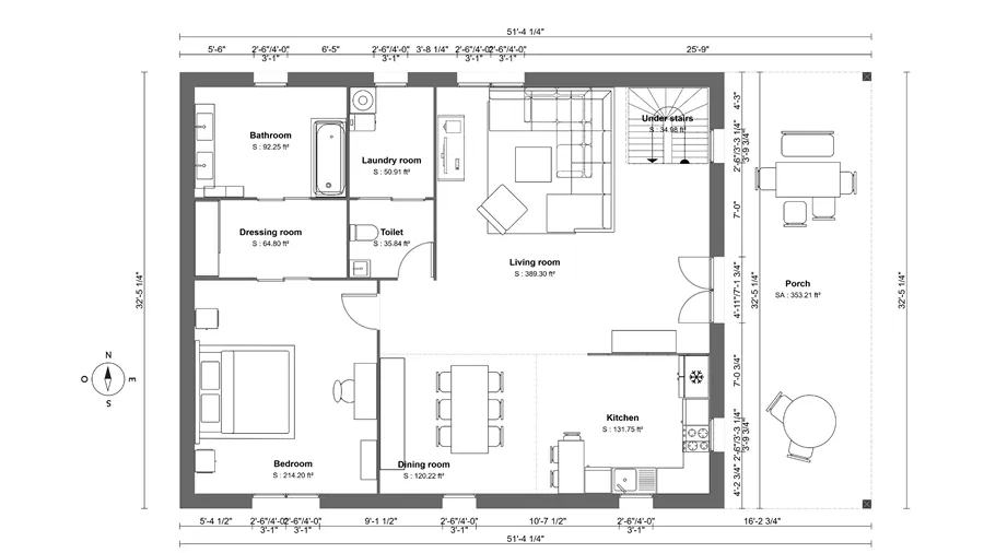 2D floor plan of a barndo house designed with Cedreo contractor software
