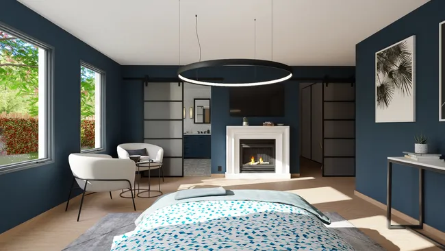 3D render of a master bedroom designed with Cedreo