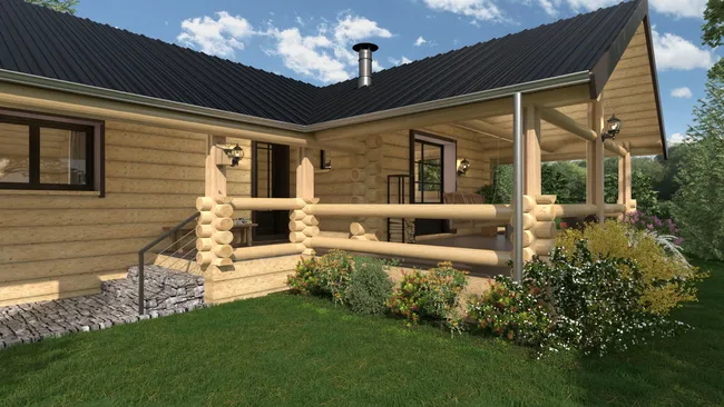 3D render of a wooden tiny house by Cedreo