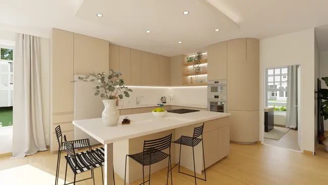 3D render of a remodeled kitchen generated witrh Cedreo