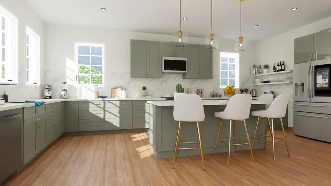 U-shaped kitchen designed with Cedreo