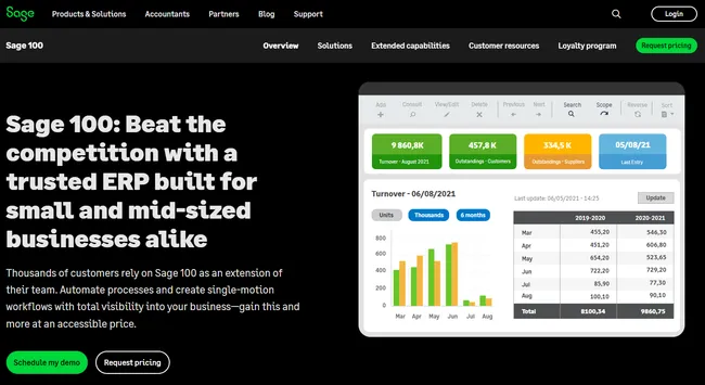 screenshot home page Sage 100