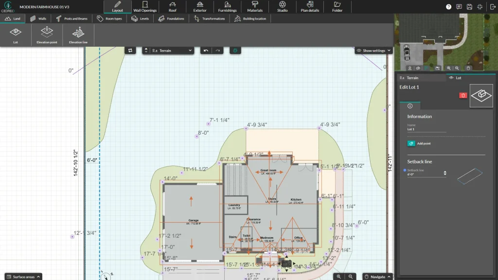 How to make a site plan with Cedreo - step 2