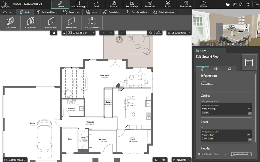 screenshot cedreo software layout rooms