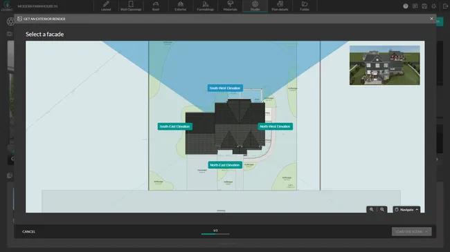 screenshot cedreo software studio exterior render