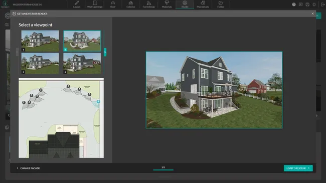 screenshot cedreo software studio exterior render