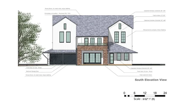 front elevation view of a craftsman house designed with Cedreo