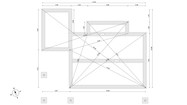plan de fondations avec annotations réaliser avec le logiciel Cedreo