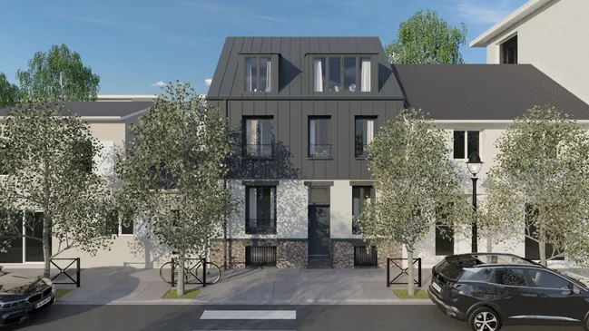 Rendu 3D Cedreo d'une maison de ville avec srélévation en zinc