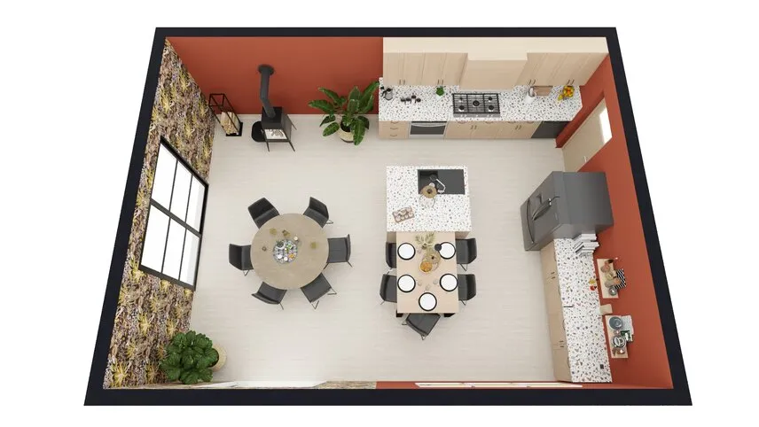 Add furnishings to your kitchen layout with Cedreo