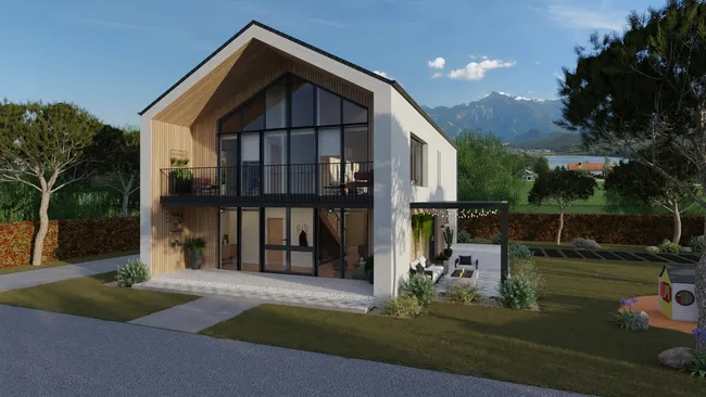 Casa con fachada de vidrio realizada por Cedreo